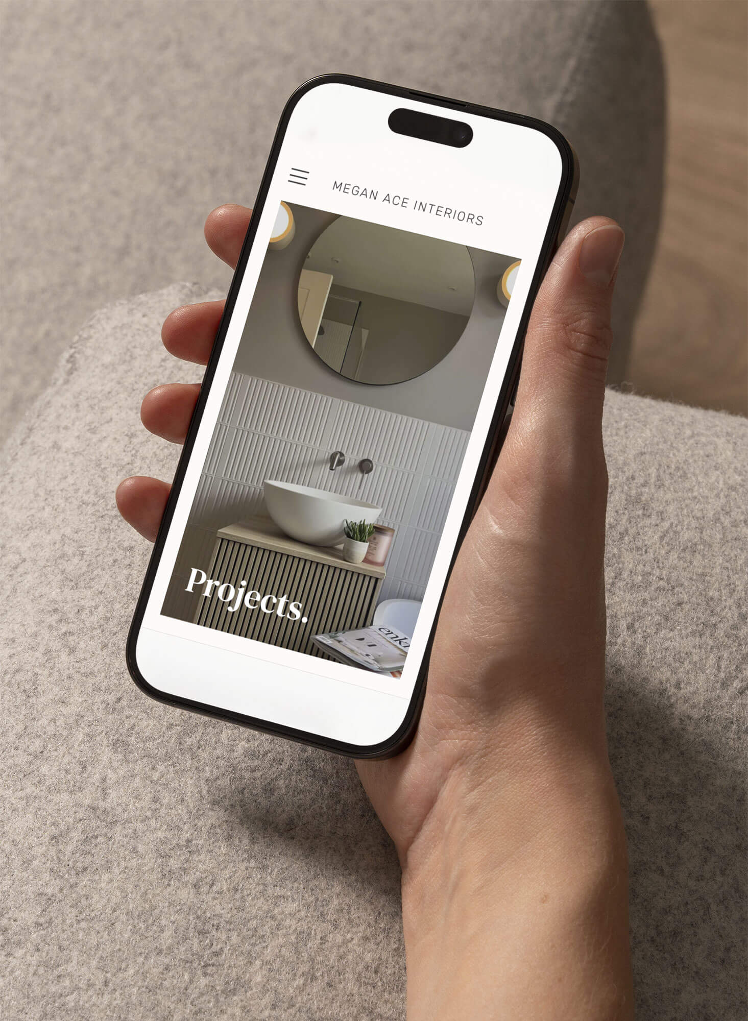 Responsive website design for Megan Ace Interiors, an interior designer based in Worcester — created by Larch