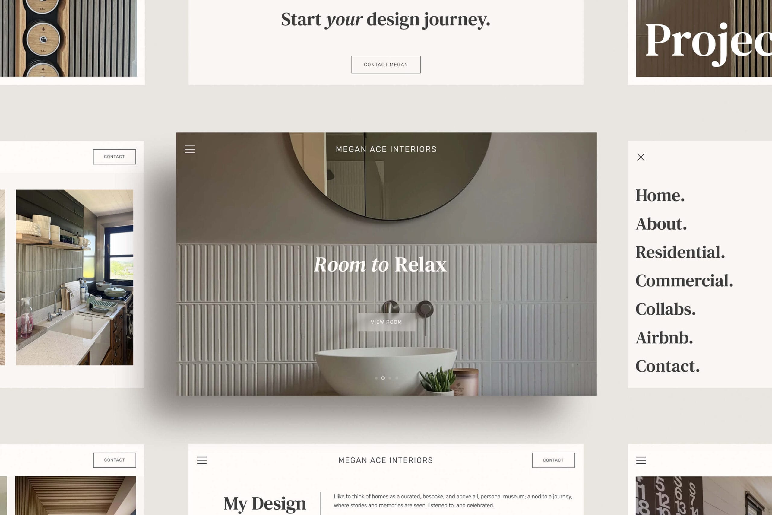Website design for Megan Ace Interiors, an interior designer based in Worcester — created by Larch
